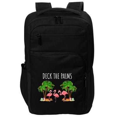 Deck The Palms Christmas Flamingo Bird Design With Trees Gift Impact Tech Backpack