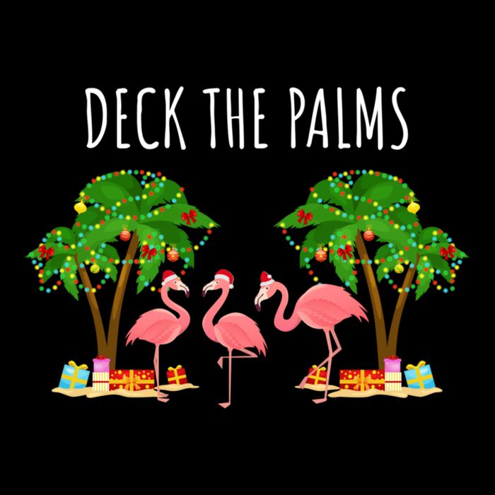 Deck The Palms Christmas Flamingo Bird Design With Trees Gift 7-Panel Snapback Hat