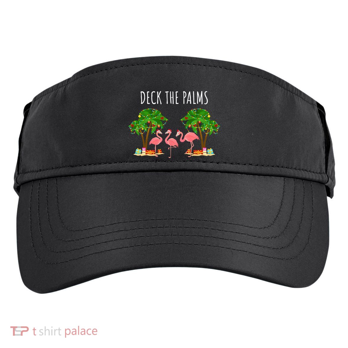 Deck The Palms Christmas Flamingo Bird Design With Trees Gift Adult Drive Performance Visor