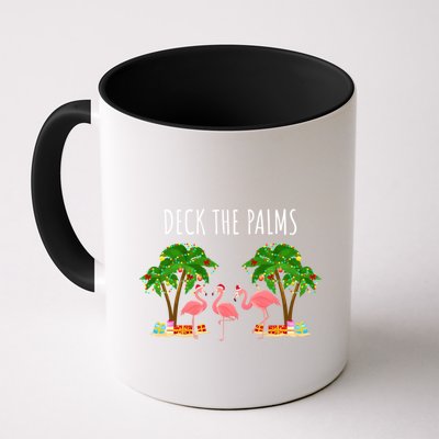 Deck The Palms Christmas Flamingo Bird Design With Trees Gift Mug