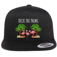 Deck The Palms Christmas Flamingo Bird Design With Trees Gift Flatbill Hat