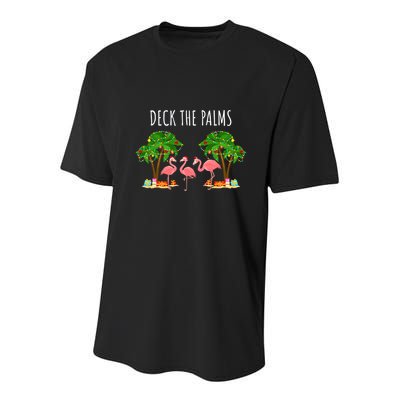 Deck The Palms Christmas Flamingo Bird Design With Trees Gift Youth Performance Sprint T-Shirt