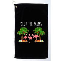 Deck The Palms Christmas Flamingo Bird Design With Trees Gift Golf Towel