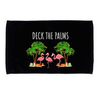 Deck The Palms Christmas Flamingo Bird Design With Trees Gift Microfiber Hand Towel