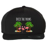 Deck The Palms Christmas Flamingo Bird Design With Trees Gift Wool Snapback Cap