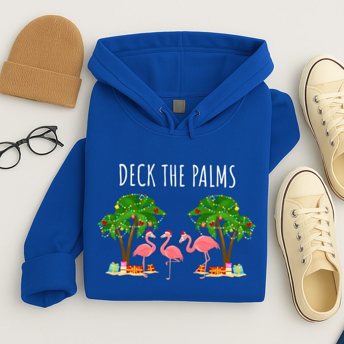 Deck The Palms Christmas Flamingo Bird Design With Trees Gift Hoodie