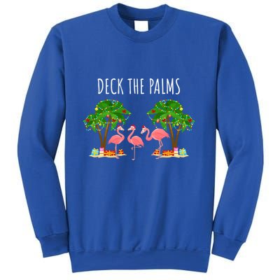 Deck The Palms Christmas Flamingo Bird Design With Trees Gift Sweatshirt