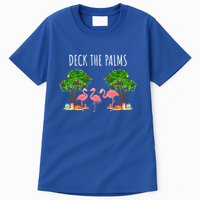 Deck The Palms Christmas Flamingo Bird Design With Trees Gift Tall T-Shirt