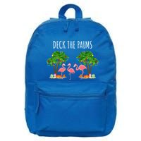 Deck The Palms Christmas Flamingo Bird Design With Trees Gift 16 in Basic Backpack