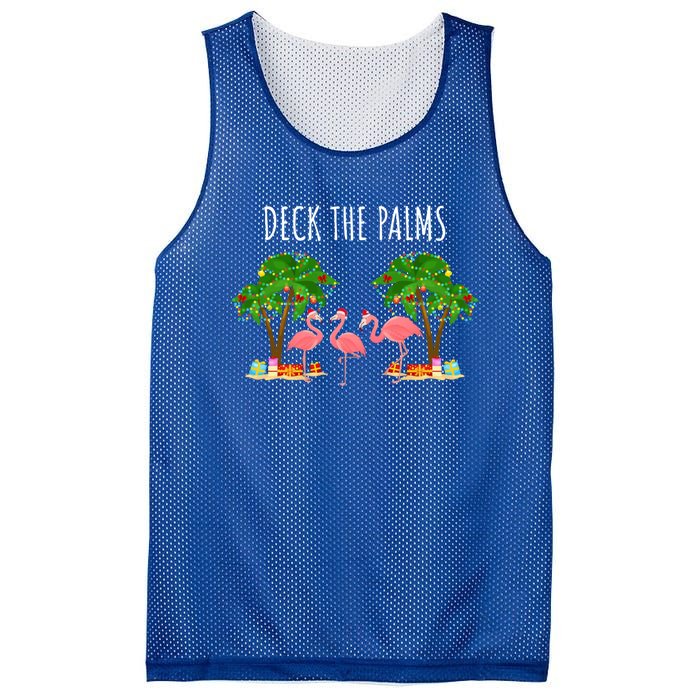 Deck The Palms Christmas Flamingo Bird Design With Trees Gift Mesh Reversible Basketball Jersey Tank