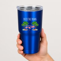 Deck The Palms Christmas Flamingo Bird Design With Trees Gift Tumbler