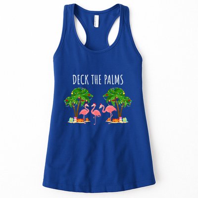 Deck The Palms Christmas Flamingo Bird Design With Trees Gift Womens Tank Top