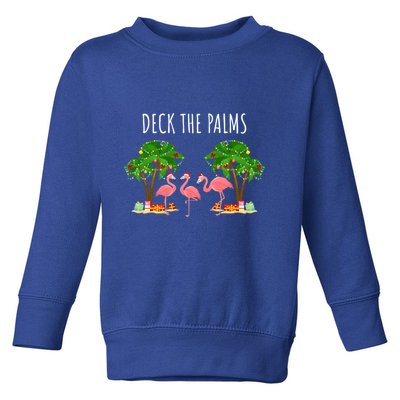 Deck The Palms Christmas Flamingo Bird Design With Trees Gift Toddler Sweatshirt