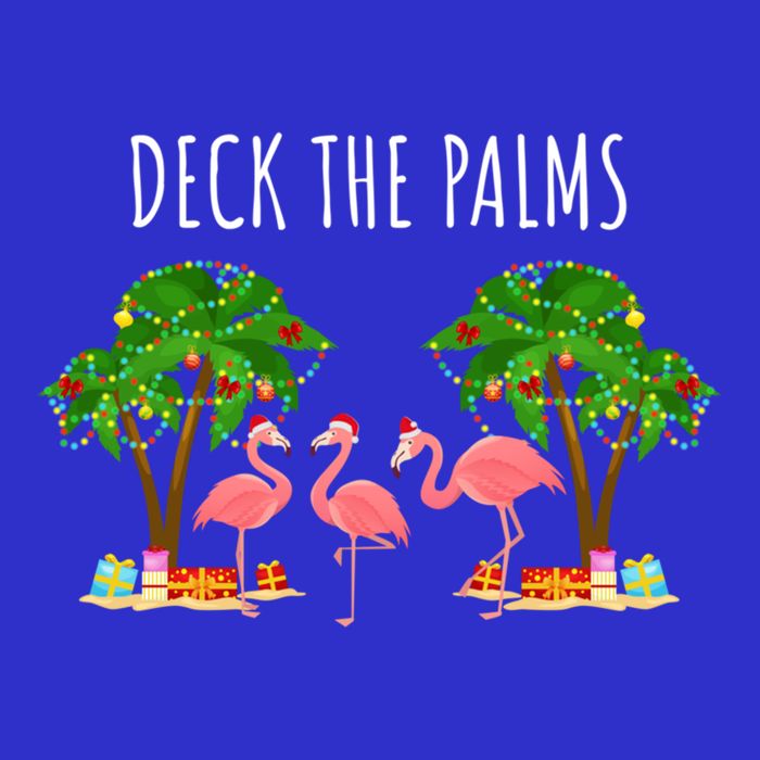 Deck The Palms Christmas Flamingo Bird Design With Trees Gift Toddler Sweatshirt