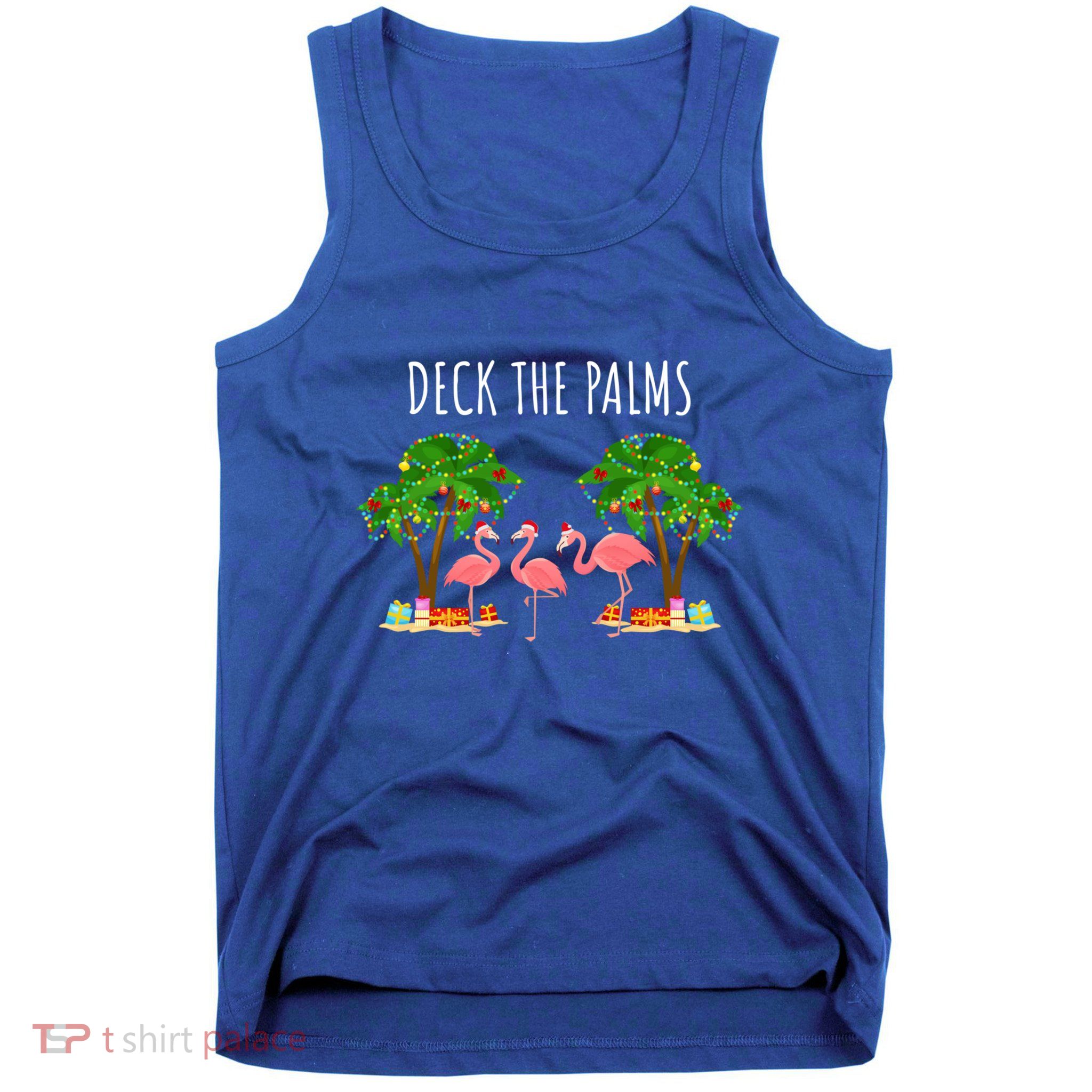 Deck The Palms Christmas Flamingo Bird Design With Trees Gift Tank Top