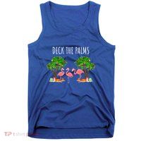 Deck The Palms Christmas Flamingo Bird Design With Trees Gift Tank Top