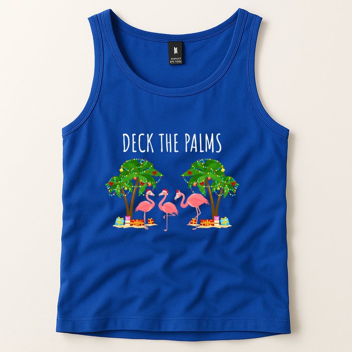 Deck The Palms Christmas Flamingo Bird Design With Trees Gift Tank Top