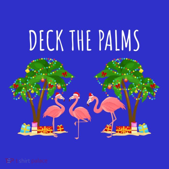 Deck The Palms Christmas Flamingo Bird Design With Trees Gift Toddler T-Shirt