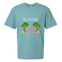 Deck The Palms Christmas Flamingo Bird Design With Trees Gift Sueded Cloud Jersey T-Shirt