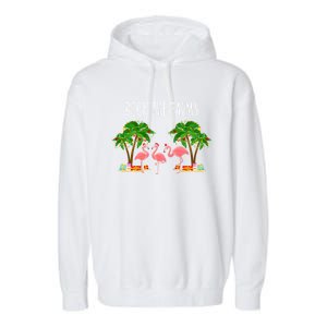 Deck The Palms Christmas Flamingo Bird Design With Trees Gift Garment-Dyed Fleece Hoodie