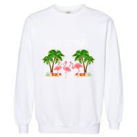 Deck The Palms Christmas Flamingo Bird Design With Trees Gift Garment-Dyed Sweatshirt