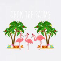 Deck The Palms Christmas Flamingo Bird Design With Trees Gift Garment-Dyed Sweatshirt