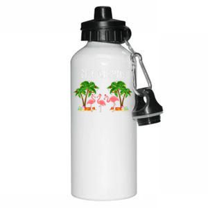 Deck The Palms Christmas Flamingo Bird Design With Trees Gift Aluminum Water Bottle