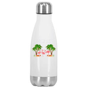 Deck The Palms Christmas Flamingo Bird Design With Trees Gift Stainless Steel Insulated Water Bottle