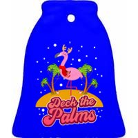 Deck The Palms Christmas Flamingo Gift Ceramic Bell Ornament