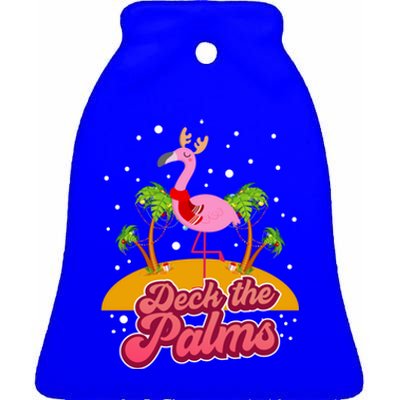 Deck The Palms Christmas Flamingo Gift Ceramic Bell Ornament