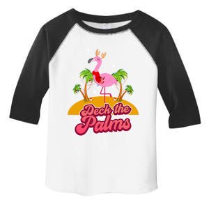 Deck The Palms Christmas Flamingo Gift Toddler Fine Jersey T-Shirt