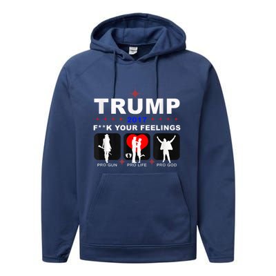 Donald Trump Patriotic, Pro Gun Right God Life Performance Fleece Hoodie