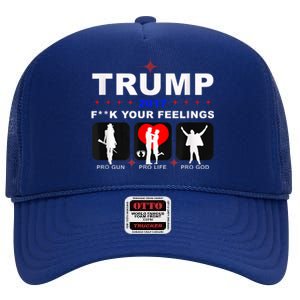 Donald Trump Patriotic, Pro Gun Right God Life High Crown Mesh Back Trucker Hat