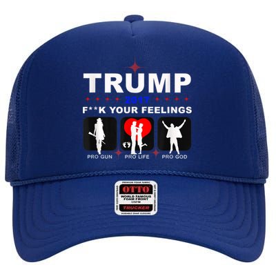 Donald Trump Patriotic, Pro Gun Right God Life High Crown Mesh Back Trucker Hat