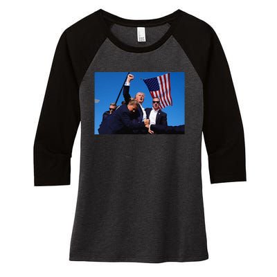 Donald Trump Photo After The Shooting At His Rally Women's Tri-Blend 3/4-Sleeve Raglan Shirt