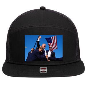 Donald Trump Photo After The Shooting At His Rally 7 Panel Mesh Trucker Snapback Hat