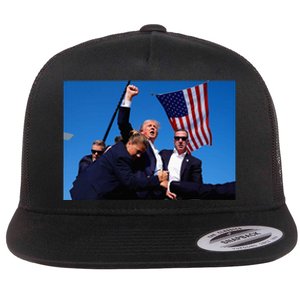 Donald Trump Photo After The Shooting At His Rally Flat Bill Trucker Hat