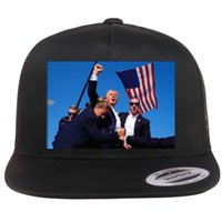 Donald Trump Photo After The Shooting At His Rally Flat Bill Trucker Hat