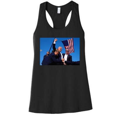 Donald Trump Photo After The Shooting At His Rally Women's Racerback Tank