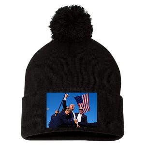 Donald Trump Photo After The Shooting At His Rally Pom Pom 12in Knit Beanie