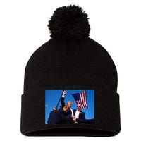 Donald Trump Photo After The Shooting At His Rally Pom Pom 12in Knit Beanie