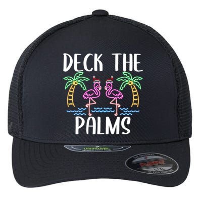 Deck The Palms Flamingo Christmas Tree Merry Christmas Gift Flexfit Unipanel Trucker Cap