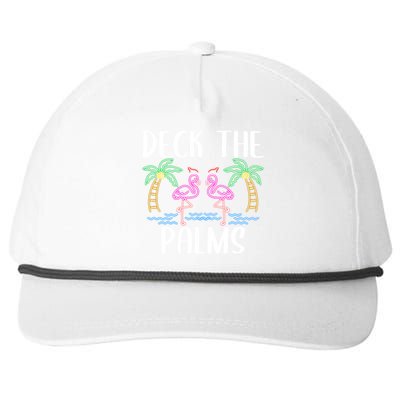 Deck The Palms Flamingo Christmas Tree Merry Christmas Gift Snapback Five-Panel Rope Hat