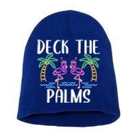 Deck The Palms Flamingo Christmas Tree Merry Christmas Gift Short Acrylic Beanie