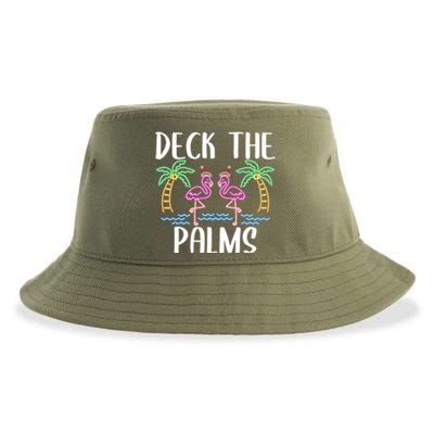 Deck The Palms Flamingo Christmas Tree Merry Christmas Gift Sustainable Bucket Hat