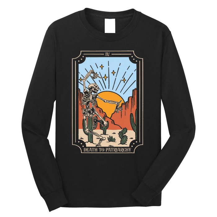 Death To Patriarchy Tarot Card Skeleton Power Feminist Long Sleeve Shirt