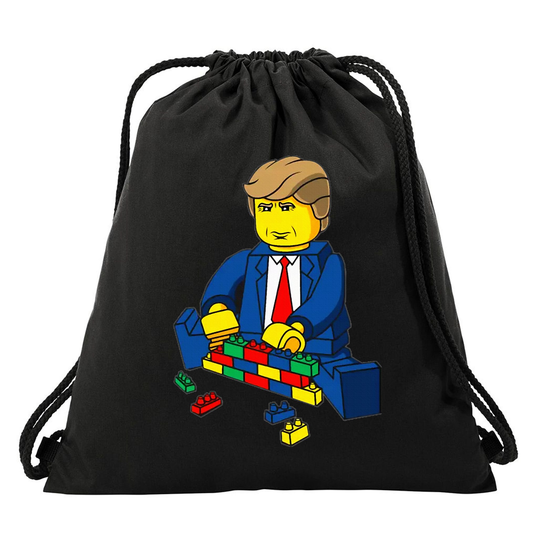 Donald Trump Presidential Building Brick Wall Drawstring Bag