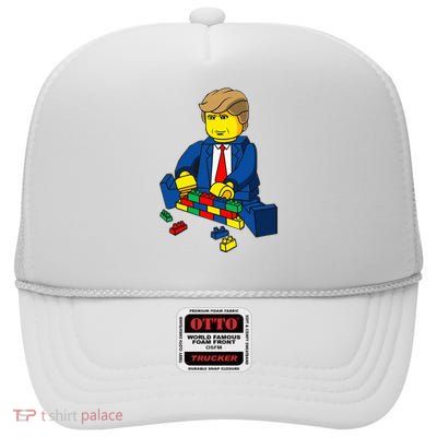 Donald Trump Presidential Building Brick Wall High Crown Mesh Back Trucker Hat