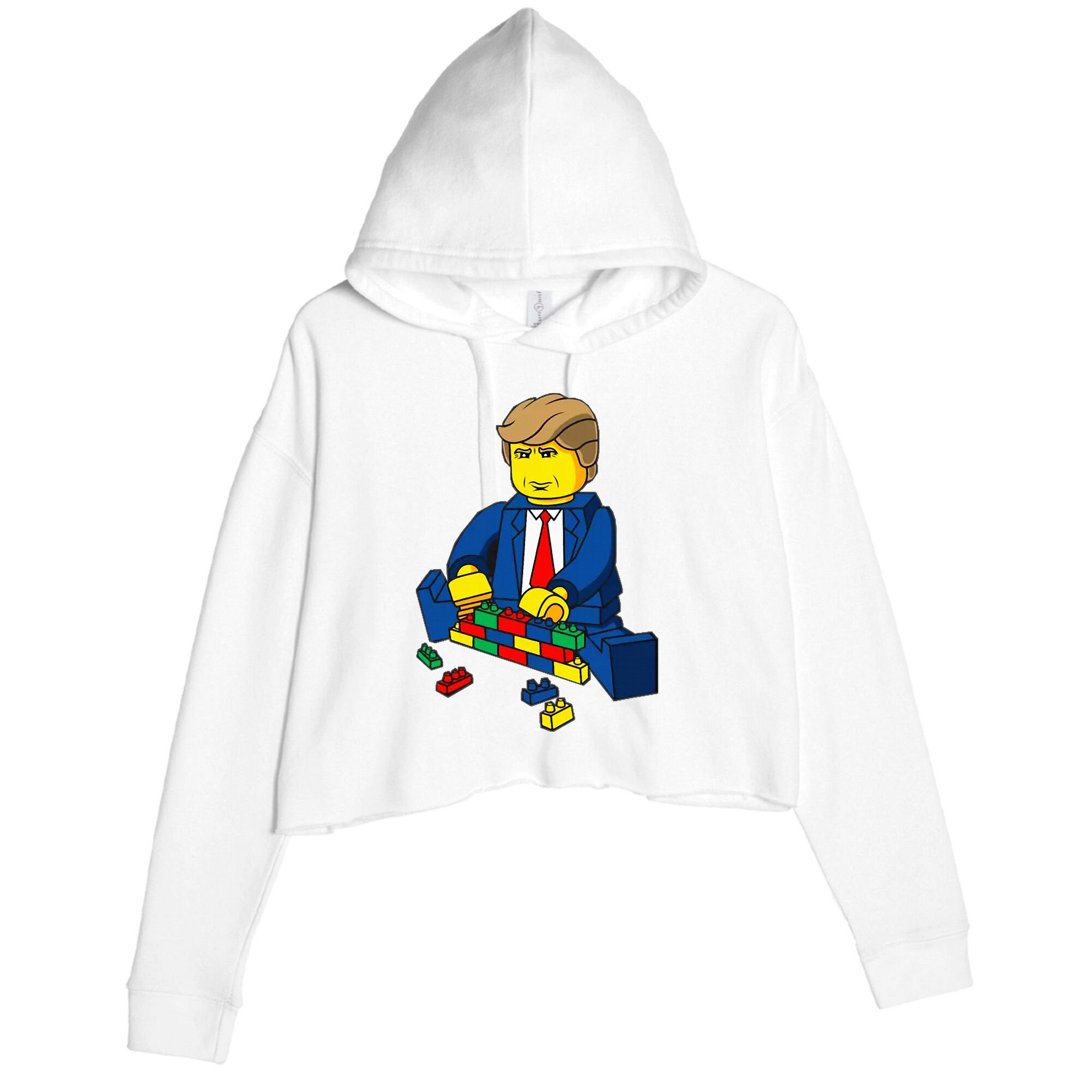 Donald Trump Presidential Building Brick Wall Crop Fleece Hoodie