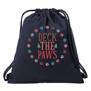 Deck The Paws Dog Lover Xmas Tree Funny Christmas Dog Saying Gift Drawstring Bag